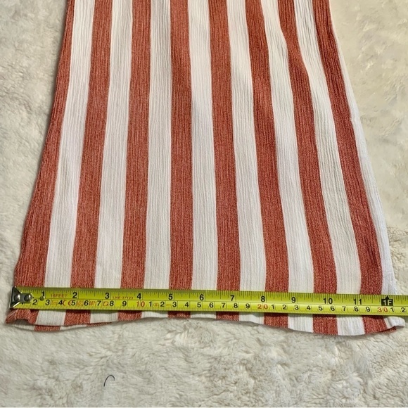 Lulumari Pants Medium White Rayon Red Stripe Lightweight Beach Side Zip Beltloop - Picture 16 of 16